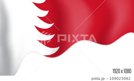 Bahrain country flag realistic independence day background. Bahrain commonwealth banner in motion waving, fluttering in wind. Festive patriotic HD format template for independence day 109023062