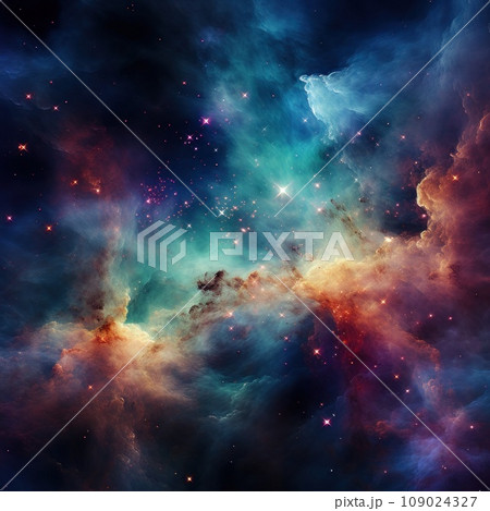 cosmos, abstract background features a colorful and dreamy depiction of a galaxy nebula 109024327