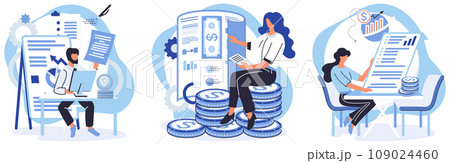 Financial accounting vector illustration. Invoices serve as accurate documentation financial transactions Development projects often require significant financial support The stability banks 109024460