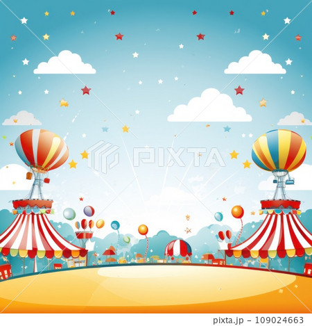 This stock photo features a lively carnival scene in the background This stock photo features a lively carnival scene in the background 109024663