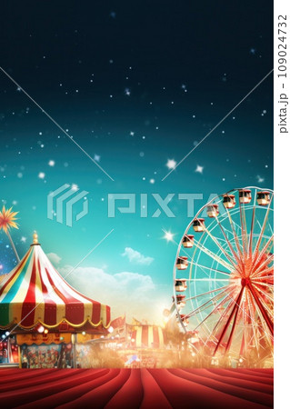 This stock photo features a lively carnival scene in the background This stock photo features a lively carnival scene in the background 109024732
