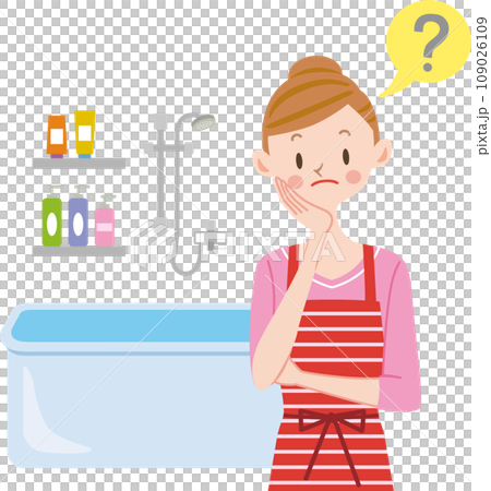 Bathroom cleaning thinking housewife woman 109026109