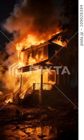 Fire in private house Fire in private house 109026384