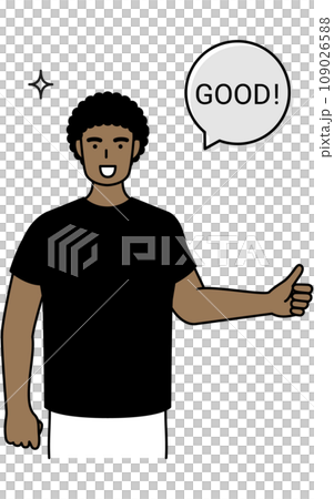 GOOD gesture, young black man giving thumbs up GOOD gesture, young black man giving thumbs up 109026588