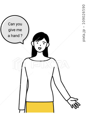 英会話、英語でお願いするアジア系の普段着の女性 109026590