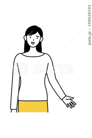 話しかけるアジア系の普段着の女性 109026593