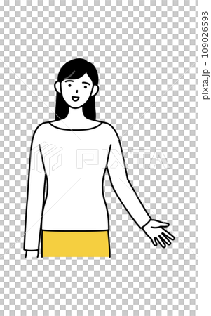 話しかけるアジア系の普段着の女性 109026593