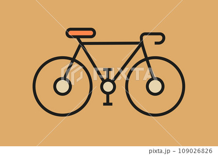Single silhouette bicycle icon isolated on yellow color background. Vector illustration in flat style for web design, banner, flyer, invitation, card. Single silhouette bicycle icon isolated on yellow color background. Vector illustration in flat style for web design, banner, flyer, invitation, card. 109026826