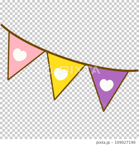 Heart colorful flags hanging 109027190