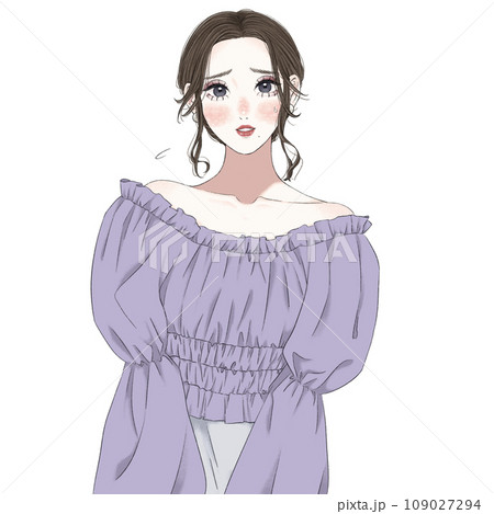 困った顔の女性 困った顔の女性 109027294