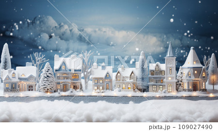 Christmas village winter postcard 109027490