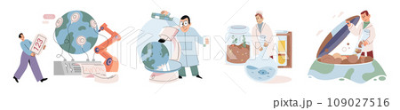 Earth care. Vector illustration. Saving planet requires collective commitment to eco conscious choices Supporting environmental initiatives is step towards greener world Earth care reminds 109027516