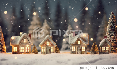 Christmas village winter postcard Christmas village winter postcard 109027640