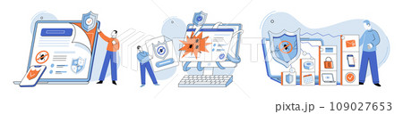 Industrial cyber security. Vector illustration. The ever-present threat cyber attacks necessitates proactive security measures Firewalls act as first line defense against unauthorized access Industrial cyber security. Vector illustration. The ever-present threat cyber attacks necessitates proactive security measures Firewalls act as first line defense against unauthorized access 109027653
