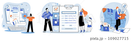 Social security. Vector illustration. The social security metaphor illustrates interdependence protection and support Surveillance systems help safeguard integrity social security programs Insurance 109027715