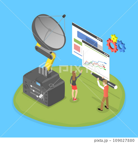 3D Isometric Flat Vector Illustration of Satellite Dish 3D Isometric Flat Vector Illustration of Satellite Dish 109027880