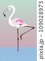 Pink flamingo. Cute and beautiful flat pink flamingo, summer design for print, kids drawing 109028973