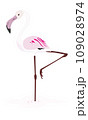 Pink flamingo. Cute and beautiful flat pink flamingo on white background 109028974
