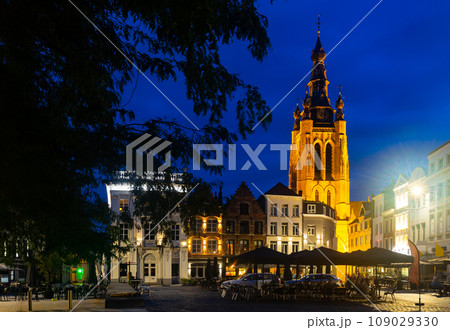 Evening landscape overlooking St. Martin Church in Kortrijk Evening landscape overlooking St. Martin Church in Kortrijk 109029330
