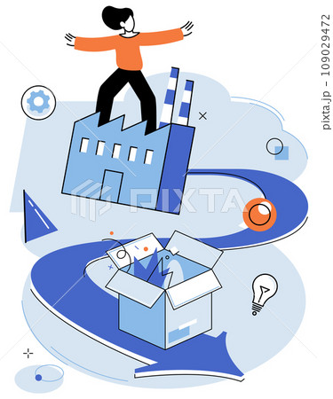 Manufacturer model. Vector illustration. Strategic planning ensures long-term productivity and growth The companys goal is to improve manufacturing efficiency and reduce costs Making data-driven 109029472