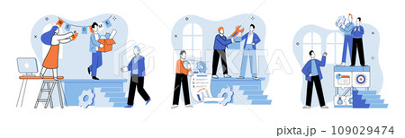 Successful business. Vector illustration. Cooperation and collaboration drive innovation and progress Successful projects are result creative problem-solving Planning and organization are essential 109029474