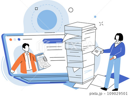 Paperwork. Vector illustration. Financial reports are crucial for companys management Numerous emails related to finance and paperwork are received The constant flow paperwork ccreate sense chaos 109029501