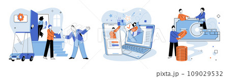 Successful business. Vector illustration. Community connection and friendship contribute to success Effective organization and collaboration lead to successful projects Brainstorming sessions enhance 109029532