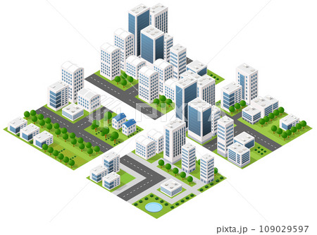 The city lifestyle scene illustrations on urban themes with houses 109029597