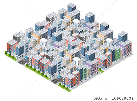 Isometric urban megalopolis top view of the city infrastructure town, 109029602