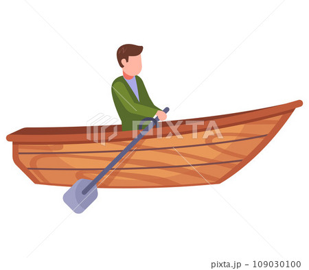 a man sits in a wooden boat. a man sits in a wooden boat. 109030100