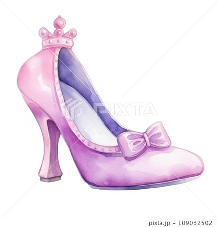 watercolor cartoon princess shoe isolated watercolor cartoon princess shoe isolated 109032502