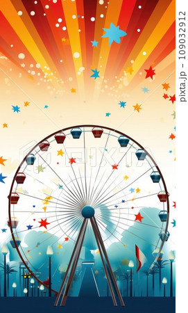 towering ferris wheel set against a lively carnival scene, perfect for showcasing your message towering ferris wheel set against a lively carnival scene, perfect for showcasing your message 109032912