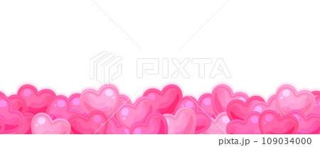 Heart love horizontal seamless pattern background pink flat. Festive banner valentines day decoration celebration romantic flyer gift banner party sweetheart cute cartoon web poster brochure birthday 109034000
