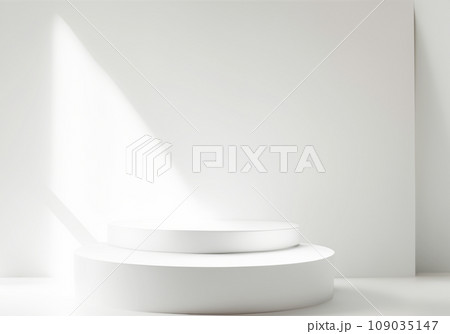 シンプルな白いディスプレイ台のある撮影スタジオの背景 シンプルな白いディスプレイ台のある撮影スタジオの背景 109035147