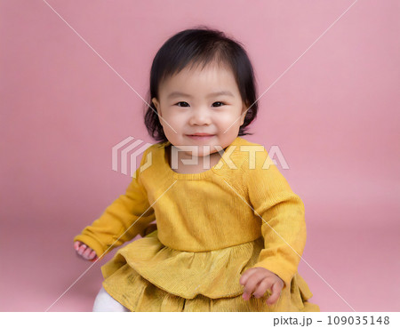 ピンク色のかわいい赤ちゃんの女の子 ピンク色のかわいい赤ちゃんの女の子 109035148