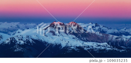 Canadian Mountain Landscape. Aerial Panoramic View. Sunny Sunset. Canadian Mountain Landscape. Aerial Panoramic View. Sunny Sunset. 109035235