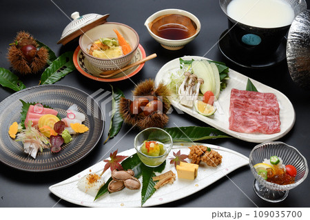 秋を感じる盛り付けがが華やかな懐石料理のコース 109035700