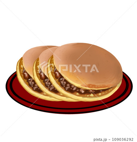 皿に乗った粒あんどらやき 皿に乗った粒あんどらやき 109036292