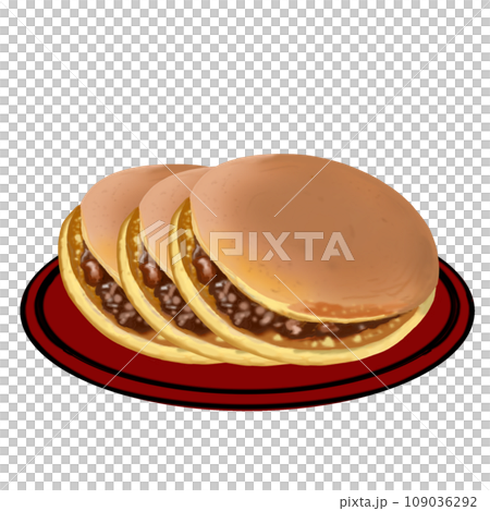 皿に乗った粒あんどらやき 皿に乗った粒あんどらやき 109036292