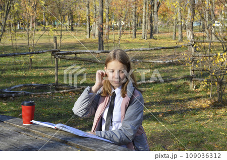 portrait of a beautiful girl while walking in the park, the child is smiling portrait of a beautiful girl while walking in the park, the child is smiling 109036312