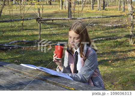 portrait of a beautiful girl while walking in the park, the child is smiling portrait of a beautiful girl while walking in the park, the child is smiling 109036313