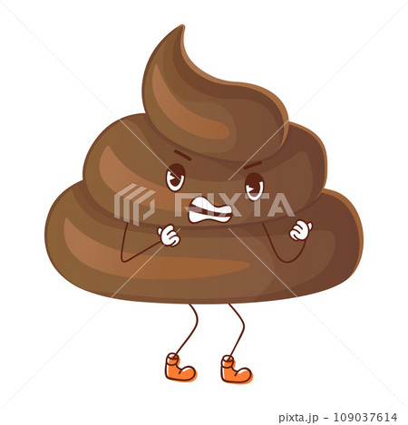 Poop ironic battle-ready character embodying determination and courage. Can be used for stickers. Stock vector illustration isolated on white background in flat cartoon style. Poop ironic battle-ready character embodying determination and courage. Can be used for stickers. Stock vector illustration isolated on white background in flat cartoon style. 109037614
