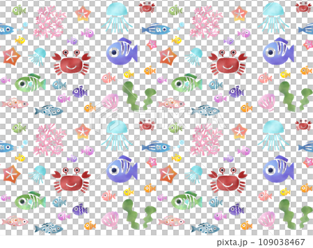五顏六色的魚無縫圖案A-1' PNG 109038467