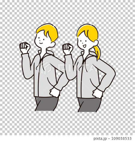 Illustration material of a man and a woman walking 109038533