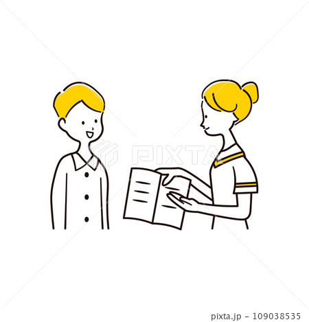 説明をするエステティシャンと説明を聞くアジア人男性のイラスト素材 説明をするエステティシャンと説明を聞くアジア人男性のイラスト素材 109038535