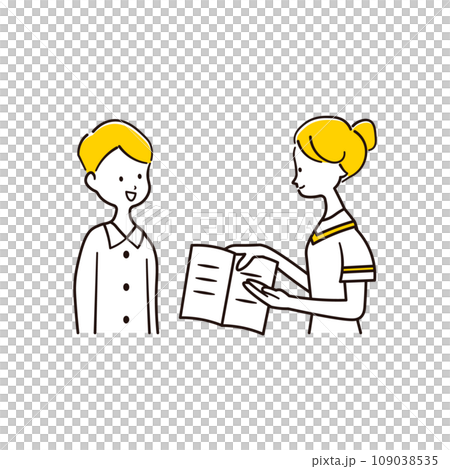 説明をするエステティシャンと説明を聞くアジア人男性のイラスト素材 説明をするエステティシャンと説明を聞くアジア人男性のイラスト素材 109038535