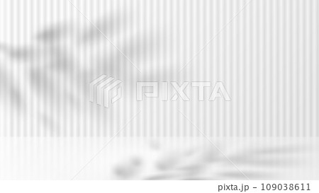 おしゃれな葉っぱの影が映る白い立体感のある背景　ベクター素材 109038611