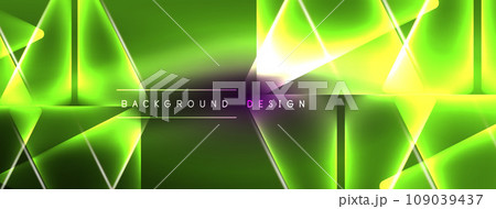 Vibrant Geometric Neon Shiny Line Background. A Bold and Stunning Display of Shapes, Lines, Colors, and Glow, Perfect for Futuristic Modern Designs, Hi-tech Presentations, Technology Web Pages 109039437