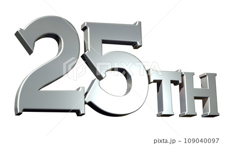 3DCG文字「25th /25番目」シルバー,銀 109040097