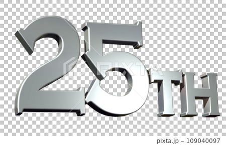 3DCG文字「25th /25番目」シルバー,銀 109040097